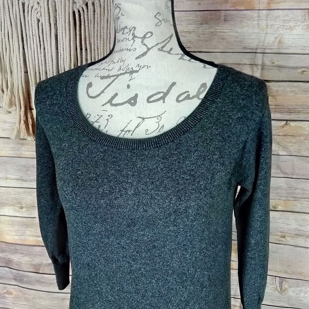 Uo | Sparkle & Fade Grey Slashed V-Back Sweater - image 3